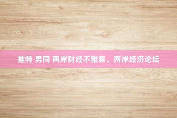 推特 男同 两岸财经不雅察、两岸经济论坛
