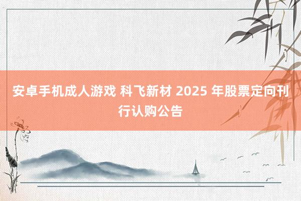 安卓手机成人游戏 科飞新材 2025 年股票定向刊行认购公告