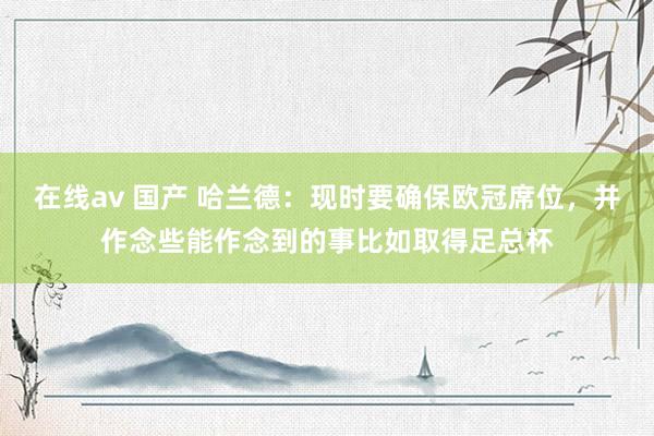 在线av 国产 哈兰德：现时要确保欧冠席位，并作念些能作念到
